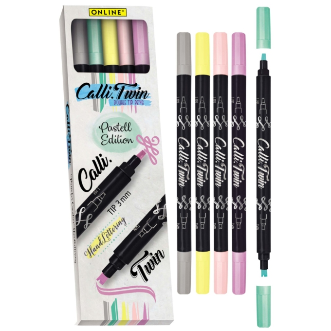 Online Calli.Twin Pastel kaligrafické fixy 5 ks